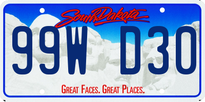 SD license plate 99WD30