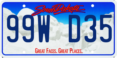 SD license plate 99WD35