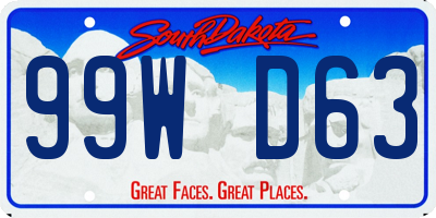 SD license plate 99WD63
