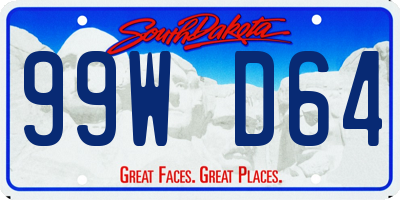 SD license plate 99WD64