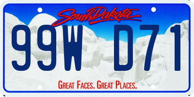 SD license plate 99WD71