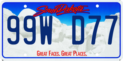 SD license plate 99WD77