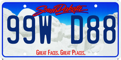 SD license plate 99WD88