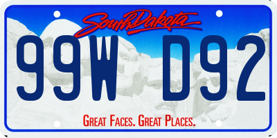 SD license plate 99WD92