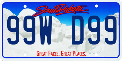 SD license plate 99WD99