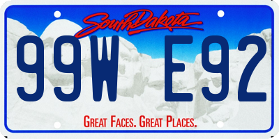 SD license plate 99WE92