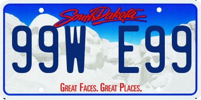 SD license plate 99WE99