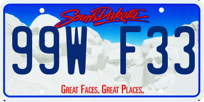 SD license plate 99WF33