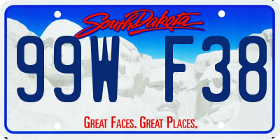 SD license plate 99WF38