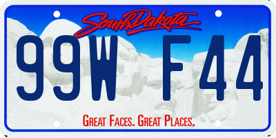 SD license plate 99WF44