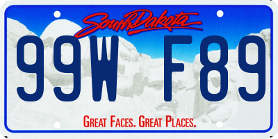 SD license plate 99WF89