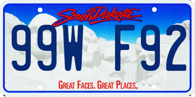 SD license plate 99WF92