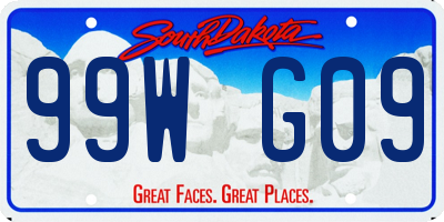 SD license plate 99WG09