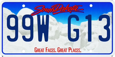 SD license plate 99WG13