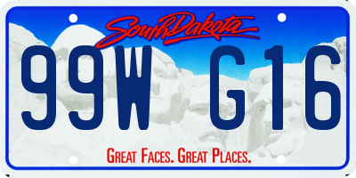 SD license plate 99WG16