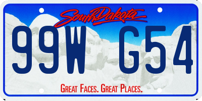 SD license plate 99WG54