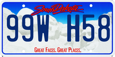 SD license plate 99WH58