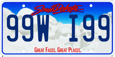 SD license plate 99WI99