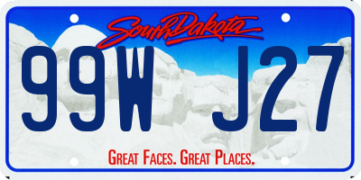 SD license plate 99WJ27