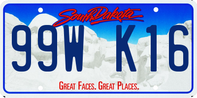 SD license plate 99WK16