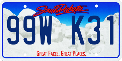 SD license plate 99WK31