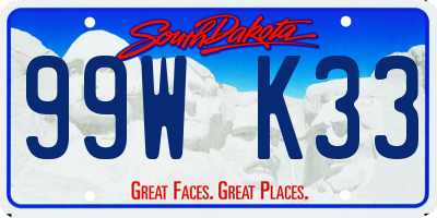 SD license plate 99WK33
