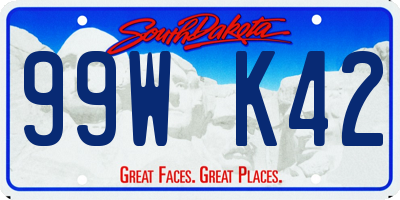 SD license plate 99WK42