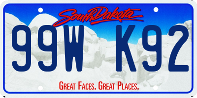 SD license plate 99WK92