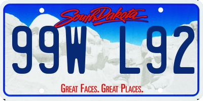 SD license plate 99WL92
