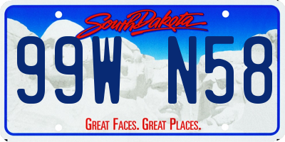 SD license plate 99WN58