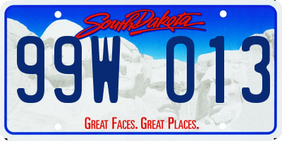 SD license plate 99WO13