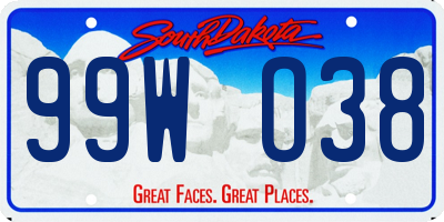 SD license plate 99WO38