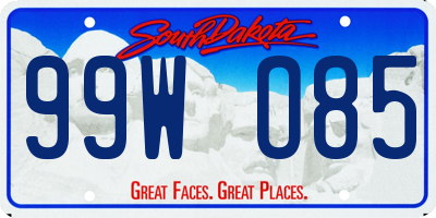 SD license plate 99WO85
