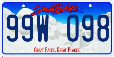 SD license plate 99WO98