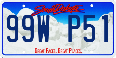 SD license plate 99WP51
