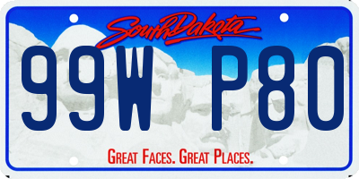 SD license plate 99WP80