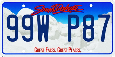 SD license plate 99WP87