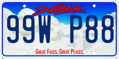 SD license plate 99WP88