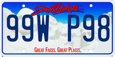 SD license plate 99WP98