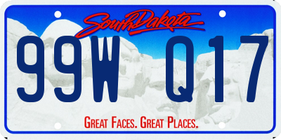 SD license plate 99WQ17