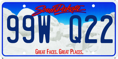 SD license plate 99WQ22
