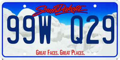 SD license plate 99WQ29