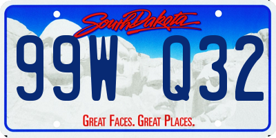 SD license plate 99WQ32