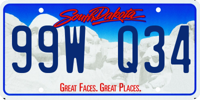 SD license plate 99WQ34