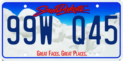 SD license plate 99WQ45