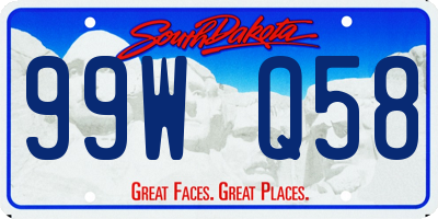 SD license plate 99WQ58