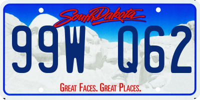 SD license plate 99WQ62