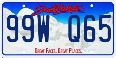 SD license plate 99WQ65