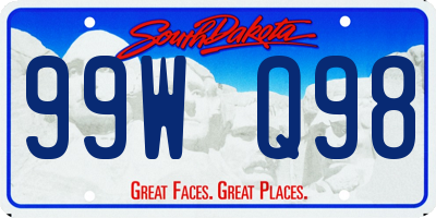 SD license plate 99WQ98