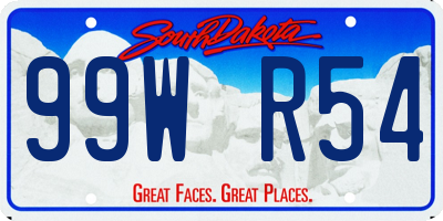 SD license plate 99WR54